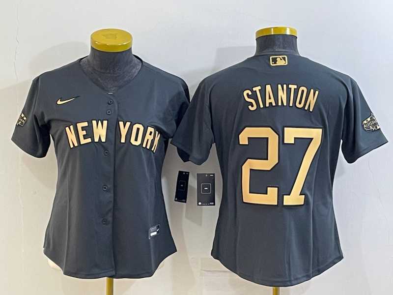 Womens New York Yankees #27 Giancarlo Stanton Grey 2022 All Star Stitched Cool Base Nike Jersey->mlb womens jerseys->MLB Jersey